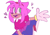 Size: 849x587 | Tagged: safe, artist:fortrustory, amy rose, alternate outfit, amybetes, bi amy, bisexual, bisexual pride, blushing, clothes, cute, dress, headcanon, heart, looking offscreen, pride, pride flag, simple background, smile, solo, white background