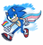 Size: 750x775 | Tagged: dead source, safe, artist:pumpkindogart, sonic the hedgehog, cape, flag, looking at viewer, pansexual, pansexual pride, pride, pride flag, running, simple background, smile, solo, trans male, trans pride, transgender, v sign, white background