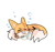 Size: 353x333 | Tagged: safe, artist:frulleboi, miles "tails" prower, fox, curled up, cute, eyes closed, male, simple background, sleeping, smile, solo, white background