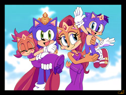 Size: 1280x960 | Tagged: safe, artist:reinadecorazonez, manik acorn, manik the hedgehog, sally acorn, sonia acorn, sonic the hedgehog