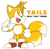 Size: 968x946 | Tagged: safe, artist:marcy_bun627, miles "tails" prower, fox, character name, classic tails, male, mouth open, simple background, smile, solo, standing, white background