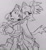Size: 1280x1380 | Tagged: safe, artist:ripchop4, amy rose, blaze the cat, cat, hedgehog, 2017, amy x blaze, amy's halterneck dress, blaze's tailcoat, clothes, cute, dress, female, females only, hugging from behind, lesbian, line art, shipping, sketch, traditional media