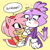 Size: 730x736 | Tagged: safe, artist:cherucat, artist:gaysilver, amy rose, blaze the cat, cat, hedgehog, 2016, amy x blaze, amy's halterneck dress, blaze's tailcoat, cute, english text, female, females only, hand on chin, hearts, lesbian, purring, shipping, speech bubble