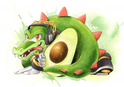 Size: 1772x1240 | Tagged: safe, artist:finikart, vector the crocodile, avocado