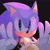 Size: 2000x2000 | Tagged: safe, artist:misurizou_09, sonic the hedgehog, 2024, banana, black background, double v sign, eating, food, fruit, looking at viewer, simple background, solo