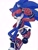Size: 1567x2048 | Tagged: safe, artist:jazzmm15, sonic the hedgehog, hedgehog, 2024, chain, clothes, holding something, jacket, male, microphone, rockstar outfit, simple background, smile, solo, standing, sunglasses, white background, wink