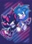 Size: 1487x2048 | Tagged: safe, artist:yansweetz, shadow the hedgehog, sonic the hedgehog, hedgehog, 2024, abstract background, back to back, clenched teeth, duo, frown, gay, grin, looking at each other, male, outline, shadow x sonic, shipping, signature, smile, sparkles, treads, white outline