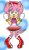 Size: 517x885 | Tagged: safe, artist:transilver, amy rose, 2017, abstract background, clenched fists, headcanon, lesbian, lesbian amy, lesbian pride, looking at viewer, pride, pride flag, smile, standing