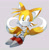 Size: 2048x2081 | Tagged: safe, artist:bhuxu, miles "tails" prower, fox, classic sonic (universe), classic tails, cute, grey background, looking offscreen, male, simple background, sitting, smile, solo, tailabetes
