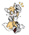 Size: 914x1079 | Tagged: safe, artist:chouiiii, miles "tails" prower, :3, blushing, clenched fists, cute, ear fluff, hand up, heart, looking at viewer, simple background, smile, smiling at viewer, solo, treads, white background, wink