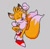Size: 575x561 | Tagged: safe, artist:rei-pinto, miles "tails" prower, clenched fists, cute, eyes closed, grey background, hand up, head tilt, mouth open, open smile, pixel art, simple background, smile, solo