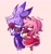 Size: 1911x2048 | Tagged: safe, artist:hfaaith, amy rose, blaze the cat, cat, hedgehog, 2024, amy x blaze, amy's halterneck dress, blaze's tailcoat, character name, cute, duo, eyes closed, female, females only, flower, holding something, lesbian, shipping, simple background, smile