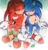Size: 1235x1285 | Tagged: safe, artist:sk_rokuro, knuckles the echidna, sonic the hedgehog, 2024, abstract background, alternate version, blushing, colored version, cute, duo, eyes closed, from above, frown, gay, holding hands, knuxonic, leaf, lidded eyes, looking at them, male, outdoors, shipping, sitting, smile