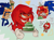 Size: 2048x1500 | Tagged: safe, artist:exclusonic, knuckles the echidna, sonic the hedgehog, abstract background, birthday, birthday hat, cake, candle, cute, duo, english text, exclamation mark, eyes closed, fire, food, gay, heart, holding something, knuxonic, one eye closed, plate, shipping, signature, smile, top surgery scars, trans male, transgender