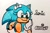Size: 900x598 | Tagged: safe, artist:silliestblahaj, sonic the hedgehog, hedgehog, bow, grey background, hair bow, head rest, looking offscreen, signature, simple background, smile, solo, trans female, transgender