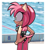 Size: 2048x2249 | Tagged: safe, artist:qqhoneydew_, amy rose, hedgehog, alternate outfit, butt, from behind, hands on hips, smile, solo, standing, swimsuit