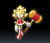 Size: 1750x1500 | Tagged: safe, artist:qqhoneydew_, amy rose, hedgehog, dress, flying, gradient background, hammer, holding something, looking at viewer, piko piko hammer, smile, solo, sparkles, super amy, super form