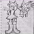 Size: 1700x1706 | Tagged: safe, artist:crispybreadkid, amy rose, blaze the cat, cat, hedgehog, 2024, amy x blaze, amy's halterneck dress, blaze's tailcoat, clothes, cute, dress, english text, female, females only, lesbian, line art, looking at them, shipping, sketch, traditional media