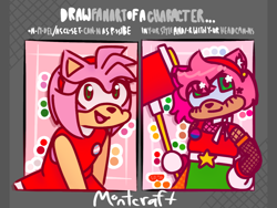 Size: 1024x768 | Tagged: safe, artist:montcraftrose, amy rose, alternate outfit, bisexual, fanart challenge, fishnets, piko piko hammer, trans female, transgender