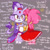 Size: 1000x1000 | Tagged: safe, artist:wikihowhowtoexist, amy rose, blaze the cat, cat, hedgehog, 2024, amy x blaze, amy's halterneck dress, blaze's tailcoat, blushing, clothes, cute, dress, english text, female, females only, holding hands, lesbian, looking at them, shipping