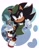 Size: 1578x2048 | Tagged: safe, artist:qtcakesentry, shadow the hedgehog, hedgehog, the murder of sonic the hedgehog, 2024, abstract background, coffee, drink, frown, handkerchief, heart, holding something, looking at viewer, male, outline, plate, signature, solo, sparkles, teacup