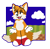Size: 1280x1261 | Tagged: dead source, safe, artist:vurrsys, miles "tails" prower, green hill zone, 2024, clouds, goggles, goggles on head, lidded eyes, looking offscreen, mouth open, outline, semi-transparent background, smile, solo, standing, trans female, trans girl tails, transgender