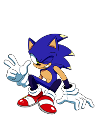 Size: 1618x2048 | Tagged: safe, artist:weirdozjunkary, sonic the hedgehog, looking at viewer, simple background, sitting, smile, solo, transparent background, v sign, wink