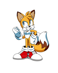 Size: 1618x2048 | Tagged: safe, artist:weirdozjunkary, miles "tails" prower, clenched fists, hand on hip, looking offscreen, simple background, smile, solo, standing, transparent background