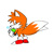 Size: 1080x1080 | Tagged: safe, artist:banditoblight, miles "tails" prower, fox, classic tails, holding something, looking at viewer, looking back, looking back at viewer, male, mouth open, simple background, solo, standing, white background