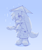 Size: 645x761 | Tagged: safe, artist:marsopps, kit the fennec, blue, cute, eye clipping through hair, gradient background, holding something, lidded eyes, looking offscreen, looking up, monochrome, rain, raincoat, smile, solo, umbrella