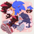 Size: 2048x2048 | Tagged: safe, artist:mazimoshi, shadow the hedgehog, sonic the hedgehog, blushing, border, cute, duo, fangs, gay, heart, kiss on cheek, shadow x sonic, shadowbetes, shipping, snuggling, sonabetes, sonic the werehog, sparkles, treads, wagging tail, were form, werehog