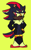 Size: 871x1402 | Tagged: safe, artist:infizero-draws, shadow the hedgehog, alternate outfit, beanbrows, blushing, boots, clothes, dark skin, ear piercing, earring, eyelashes, fingerless gloves, frown, green blush, hands on hips, heterochromia, jacket, looking at viewer, nonbinary, simple background, solo, solo nonbinary, standing, tail, three eyes, yellow background