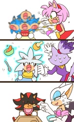 Size: 845x1391 | Tagged: safe, artist:yotsumeddd, amy rose, blaze the cat, rouge the bat, shadow the hedgehog, silver the hedgehog, sonic the hedgehog, baby