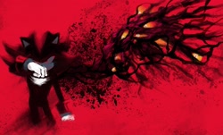 Size: 1920x1161 | Tagged: safe, artist:elizabe49090303, shadow the hedgehog, sonic x shadow generations, 2024, doom shadow, red background, simple background, solo, standing, wing