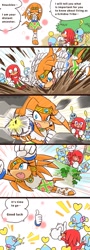 Size: 741x2048 | Tagged: safe, artist:yotsumeddd, knuckles the echidna, tikal, chao