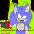 Size: 389x389 | Tagged: safe, artist:sonic-enterprise, sonic the hedgehog, oc, oc:sonic.exe, comic:bravery (sonic enterprise), 2024, abstract background, alternate universe, dialogue, english text, flat colors, glitch, sharp teeth, smile, solo, standing