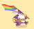 Size: 1280x1082 | Tagged: safe, artist:enchantinglightsong, big the cat, 2021, flag, gay pride, holding something, looking ahead, looking offscreen, pride, pride flag, signature, simple background, solo, walking, yellow background
