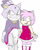 Size: 408x510 | Tagged: safe, artist:devinmakesart, amy rose, blaze the cat, cat, hedgehog, 2018, amy x blaze, amy's halterneck dress, blaze's tailcoat, blushing, clothes, cute, dress, female, females only, lesbian, looking at them, shipping, smile