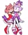 Size: 868x1079 | Tagged: safe, artist:maipeikko, amy rose, blaze the cat, cat, hedgehog, amy x blaze, amybetes, blazebetes, blushing, cute, duo, female, heart, heart hands, hugging from behind, lesbian, shipping, simple background, standing, white background