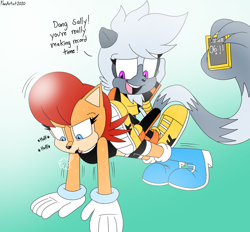 Size: 4780x4430 | Tagged: safe, artist:fartist2020, sally acorn, tangle the lemur, push-ups