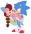 Size: 1090x1200 | Tagged: safe, artist:jadepesky, sally acorn, sonic the hedgehog, chipmunk, hedgehog, squirrel, duo, redesign, sally x sonic, shipping, straight