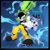 Size: 2048x2048 | Tagged: safe, artist:buddyhyped, kit the fennec, surge the tenrec, border, duo, electricity, gradient background, grin, looking at viewer, pointing, pointing at viewer, reaching towards the viewer, shadowed face, signature, smile, smiling at viewer, standing, tentacle, water