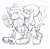 Size: 1167x1133 | Tagged: safe, artist:sk_rokuro, knuckles the echidna, sonic the hedgehog, 2024, beach outfit, blushing, duo, gay, holding hands, holding something, ice cream, knuxonic, lidded eyes, line art, looking at each other, shipping, simple background, smile, sonic ice cream, treads, walking, white background
