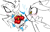 Size: 725x469 | Tagged: safe, artist:hidigrade, espio the chameleon, silver the hedgehog, 2024, apple, blushing, bouquet, duo, food, fruit, gay, heart, heart eyes, holding something, line art, looking at them, shipping, silvio, smile, sparkles, tears of happiness