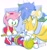 Size: 1767x1897 | Tagged: safe, artist:tailchana, amy rose, miles "tails" prower, sonic the hedgehog, fox, hedgehog, 2020, amybetes, bending over, book, cute, dress, eyes closed, female, hammer, hammock, holding something, looking at them, lying down, male, mouth open, one eye closed, piko piko hammer, screwdriver, smile, standing, tailabetes, trio