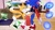 Size: 2048x1152 | Tagged: safe, ai art, artist:stardreamosx, miles "tails" prower, sonic the hedgehog, 2024, abstract background, duo, gay, holding each other, indoors, looking at each other, shipping, smile, sonic x tails, standing