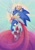 Size: 1430x2048 | Tagged: safe, artist:ls1389, sonic the hedgehog, 2024, birthday, cape, crown, king sonic, looking at viewer, mid-air, smile, solo, sun, treads, v sign