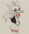 Size: 1503x1803 | Tagged: safe, artist:kore_eon, rouge the bat, 2024, english text, hands together, looking at viewer, monochrome, pansexual, pansexual pride, pansexual rouge, simple background, sitting, smile, solo, spot color