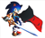 Size: 1162x1000 | Tagged: safe, artist:icen-hk, sonic the hedgehog, sonic and the black knight, 2020, cape, holding something, king arthur, looking at viewer, simple background, smile, solo, sword, weapon, white background