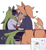Size: 1283x1381 | Tagged: safe, artist:maskofnova, surge the tenrec, whisper the wolf, ..., 2024, alternate outfit, duo, english text, eyes closed, floppy ears, hands on another's face, heart, holding each other, kiss, kiss on lips, lesbian, shipping, signature, simple background, smile, squinting, standing, sweatdrop, thumbs up, wagging tail, whisper x surge, white background
